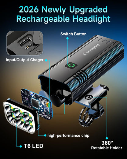 6800-Lumen Rechargeable Bike Light Front & Rear Set