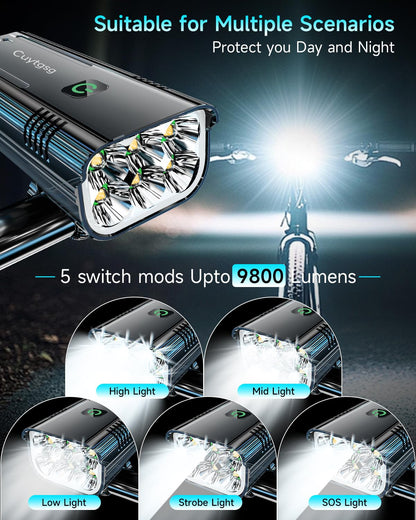 6800-Lumen Rechargeable Bike Light Front & Rear Set