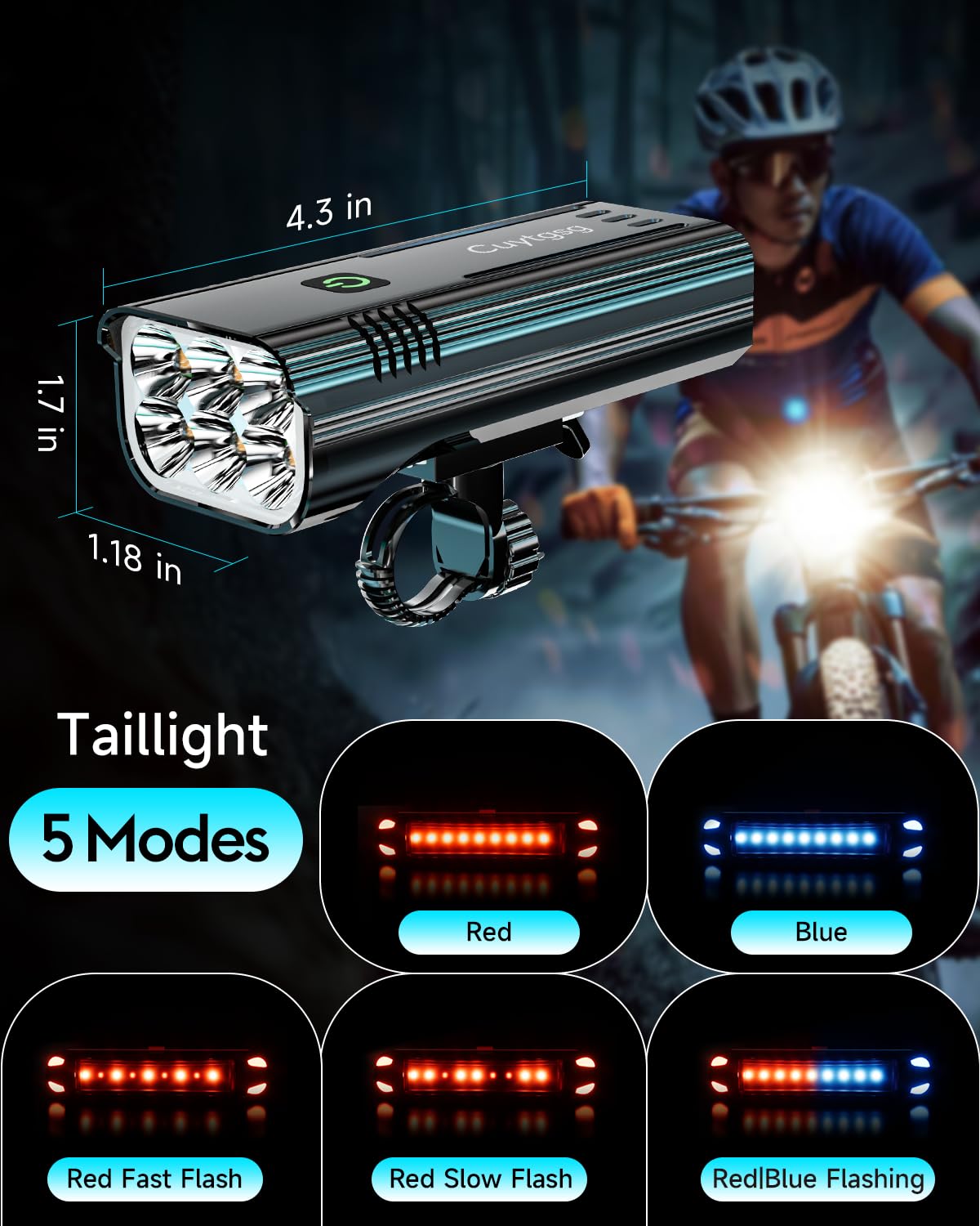 6800-Lumen Rechargeable Bike Light Front & Rear Set