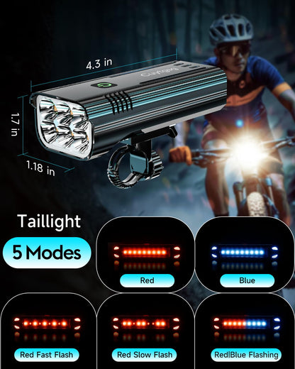 6800-Lumen Rechargeable Bike Light Front & Rear Set