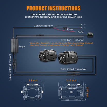 LED Motorcycle Fog Lights & Auxiliary Driving Kit