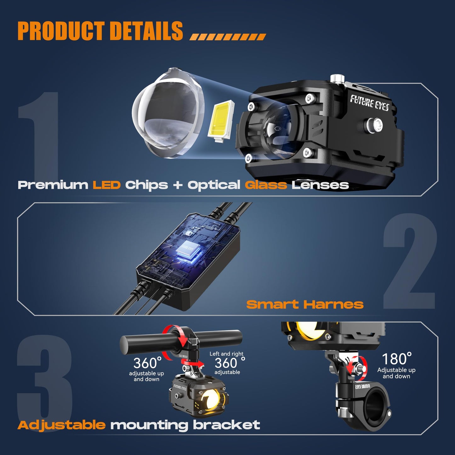 LED Motorcycle Fog Lights & Auxiliary Driving Kit