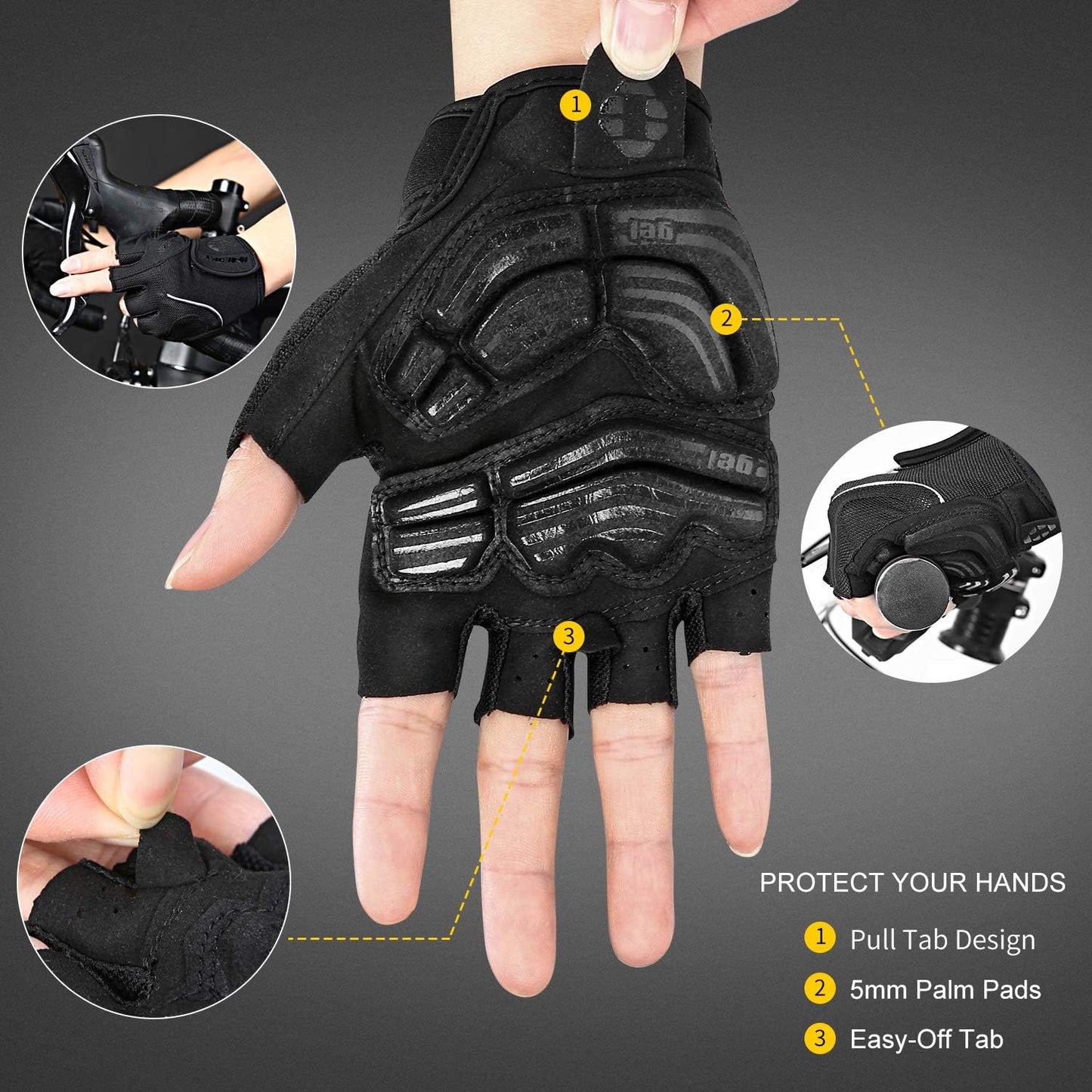 5mm Padded Half-Finger Cycling Gloves