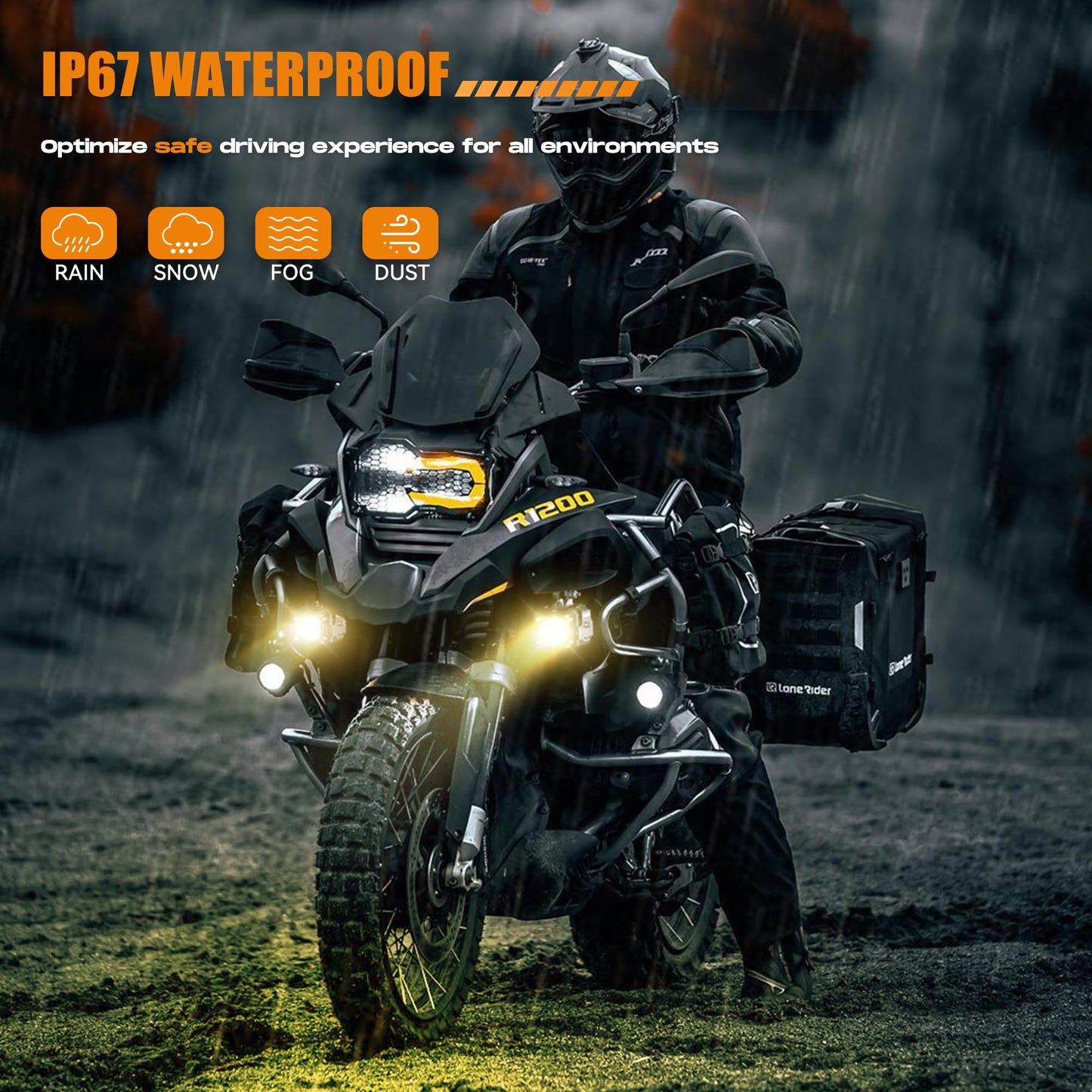 LED Motorcycle Fog Lights & Auxiliary Driving Kit
